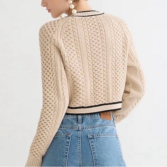 NWOT J. Crew Cropped Cable Knit Sweater Lady Jacket Size Small - Picture 3 of 9
